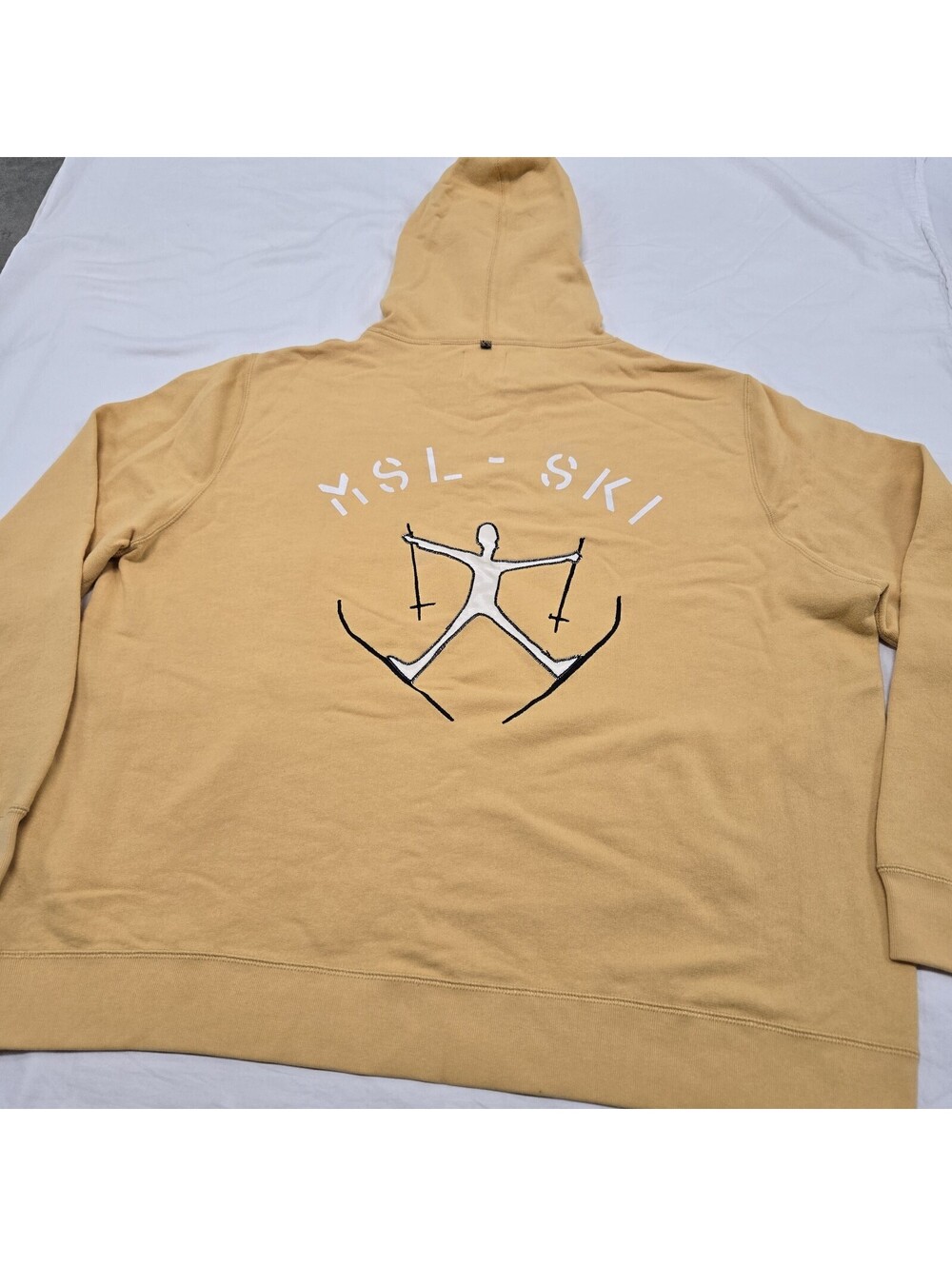 Size XXL Billy Reid MSL-SKI Hoodie Embroidered Stitched Pullover Sweater Yellow